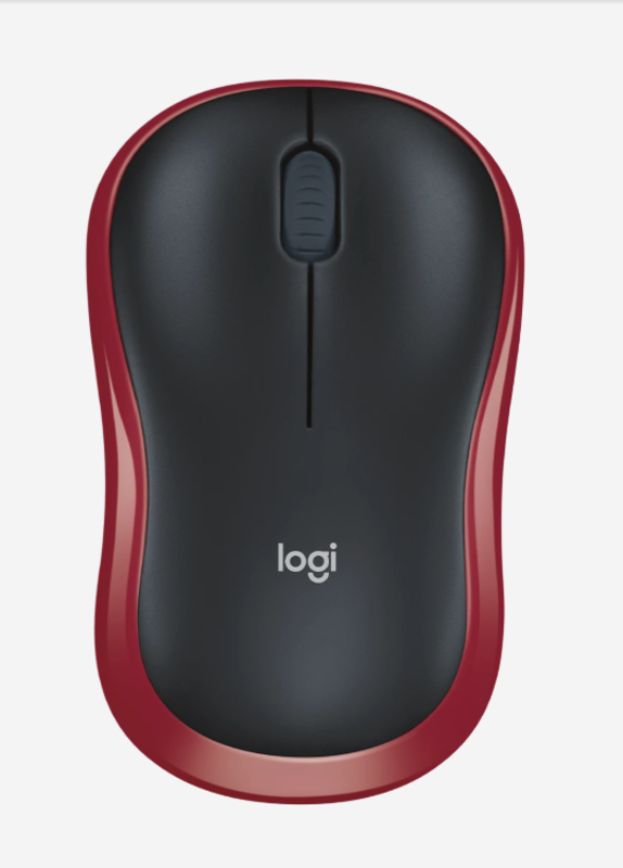 Logitech M185 Wireless Mouse, 2.4GHz with USB Mini Receiver, 12-Month Battery Life, 1000 DPI Optical Tracking, Ambidextrous, Compatible with PC, Mac, Laptop-Black/Red